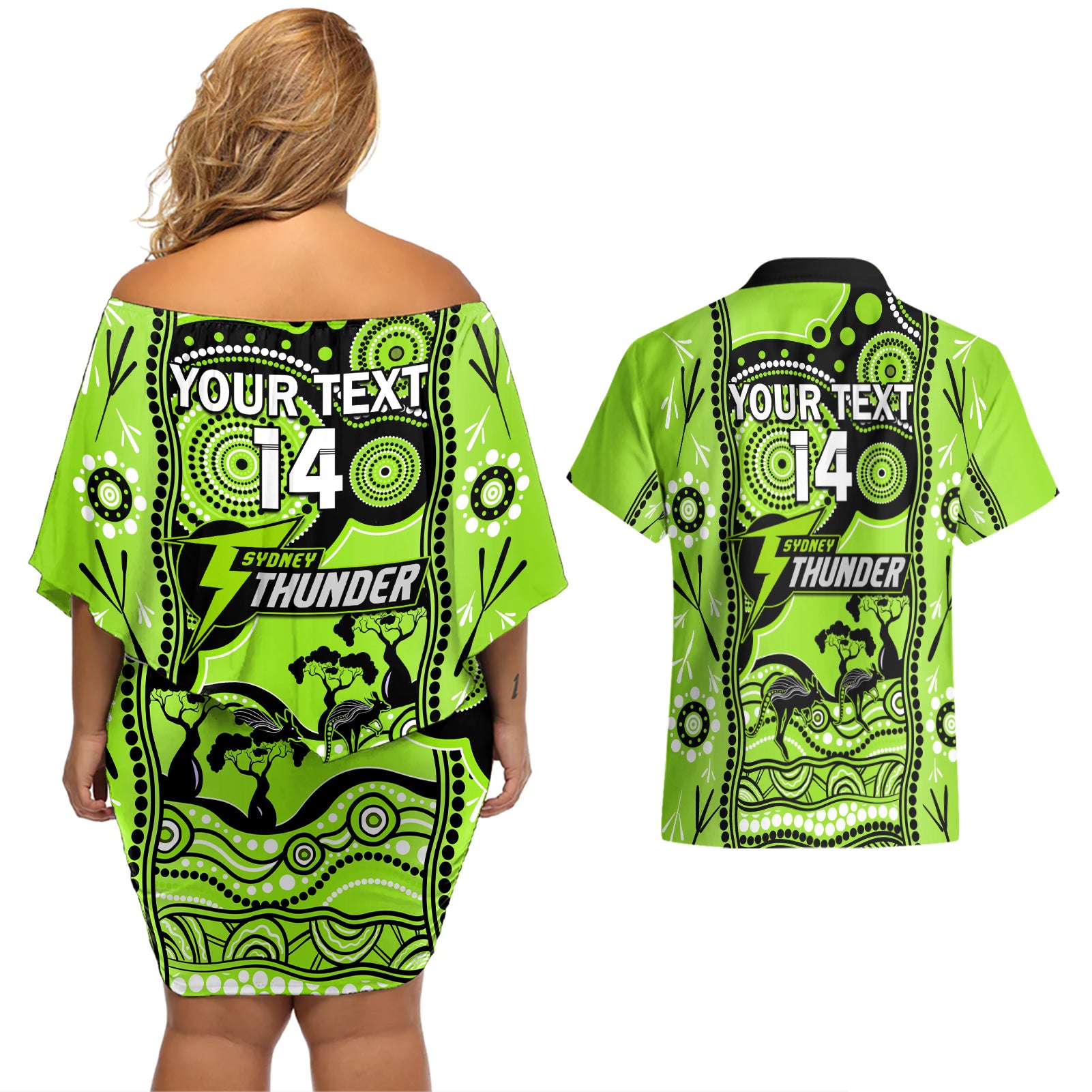 custom-sydney-thunder-cricket-couples-matching-off-shoulder-short-dress-and-hawaiian-shirt-happy-australia-day-aboriginal-art