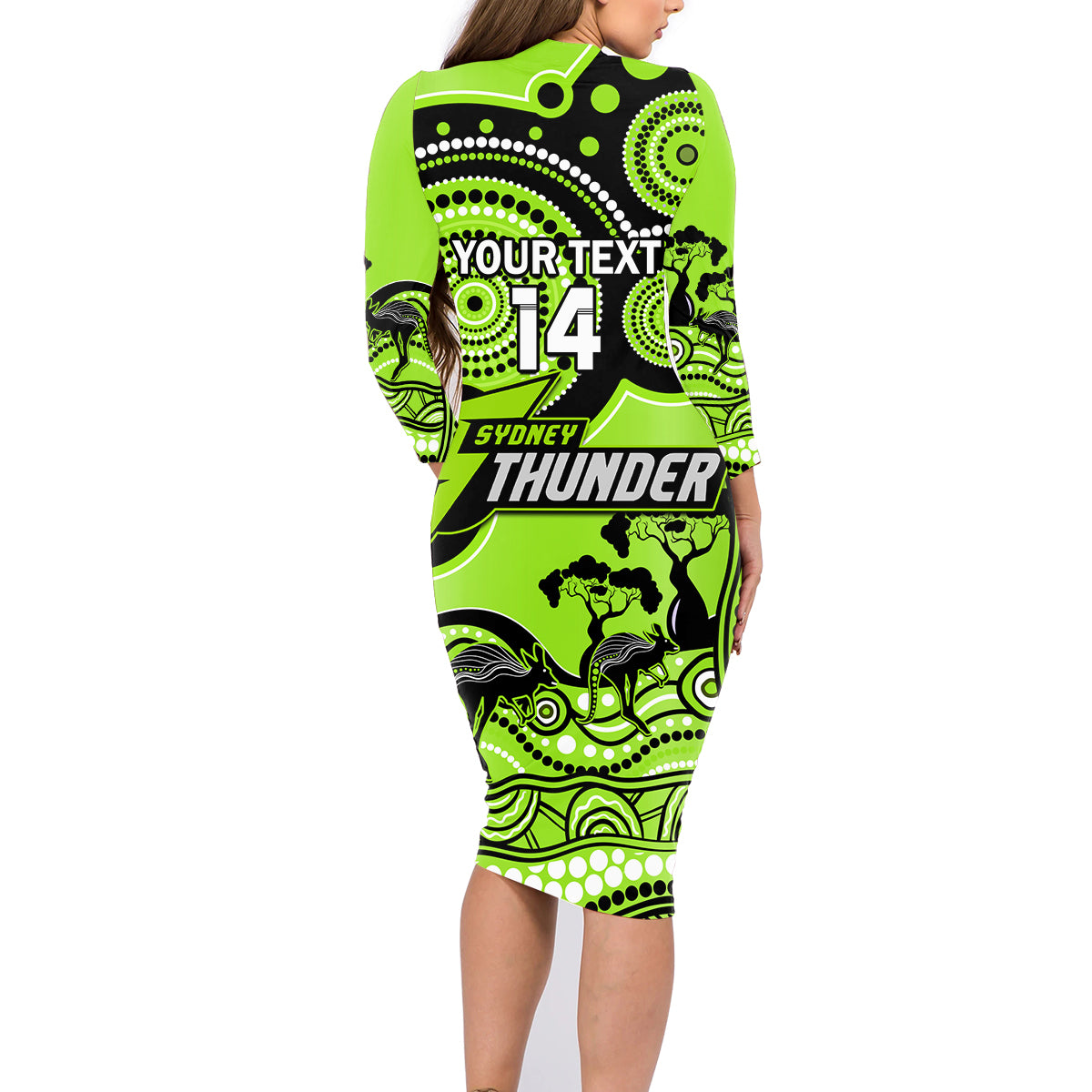 custom-sydney-thunder-cricket-family-matching-long-sleeve-bodycon-dress-and-hawaiian-shirt-happy-australia-day-aboriginal-art