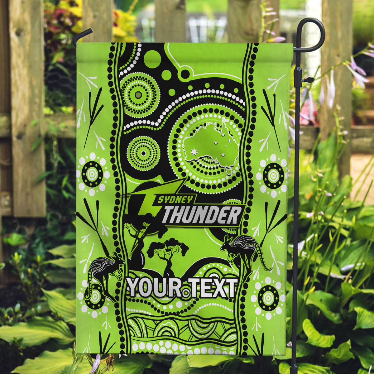 Custom Sydney Thunder Cricket Garden Flag Happy Australia Day Aboriginal Art - Vibe Hoodie Shop