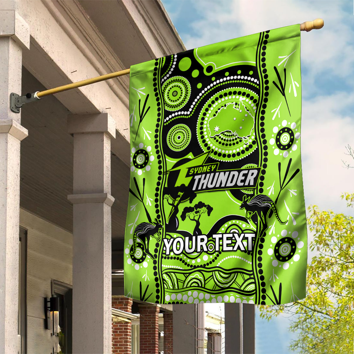 Custom Sydney Thunder Cricket Garden Flag Happy Australia Day Aboriginal Art - Vibe Hoodie Shop