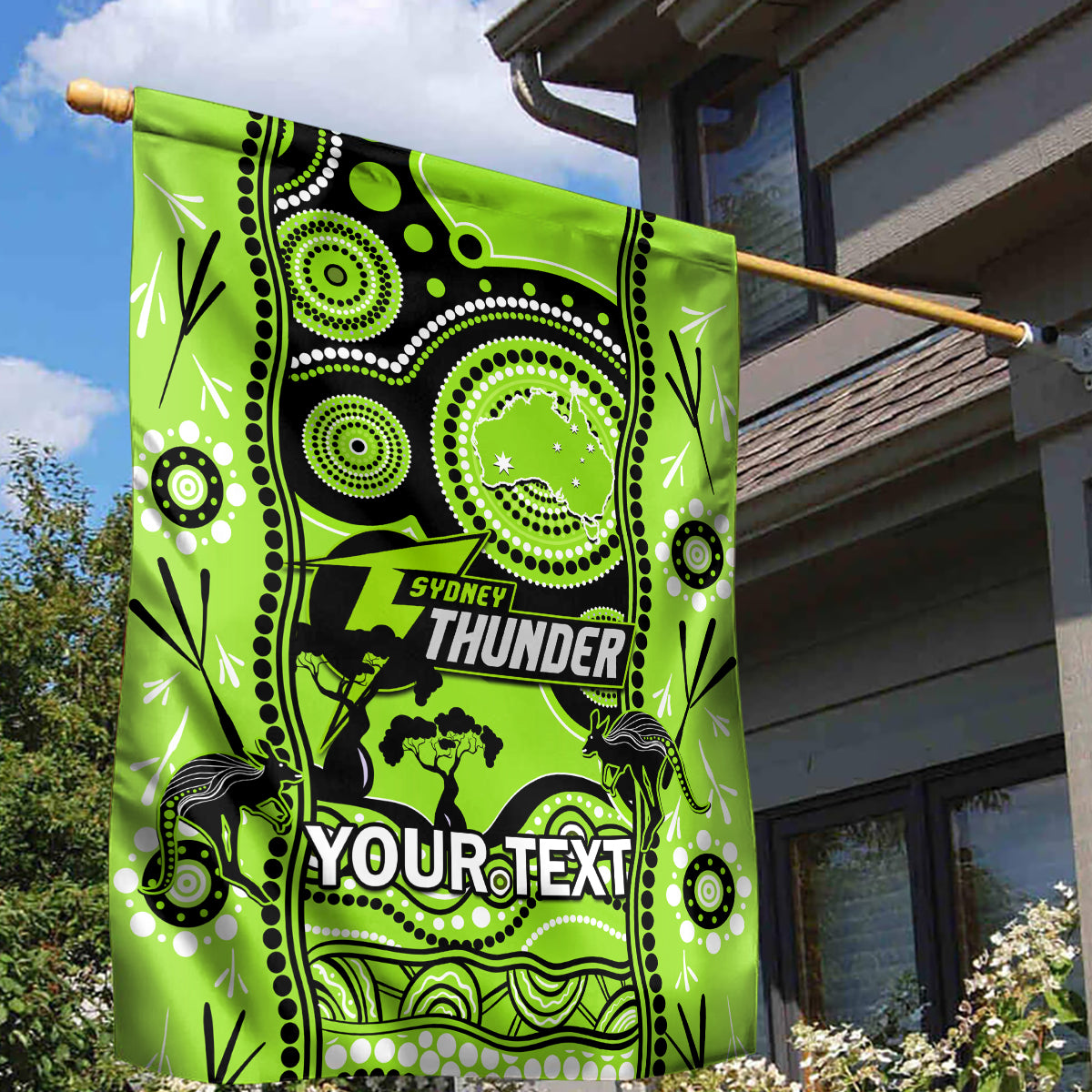 Custom Sydney Thunder Cricket Garden Flag Happy Australia Day Aboriginal Art - Vibe Hoodie Shop