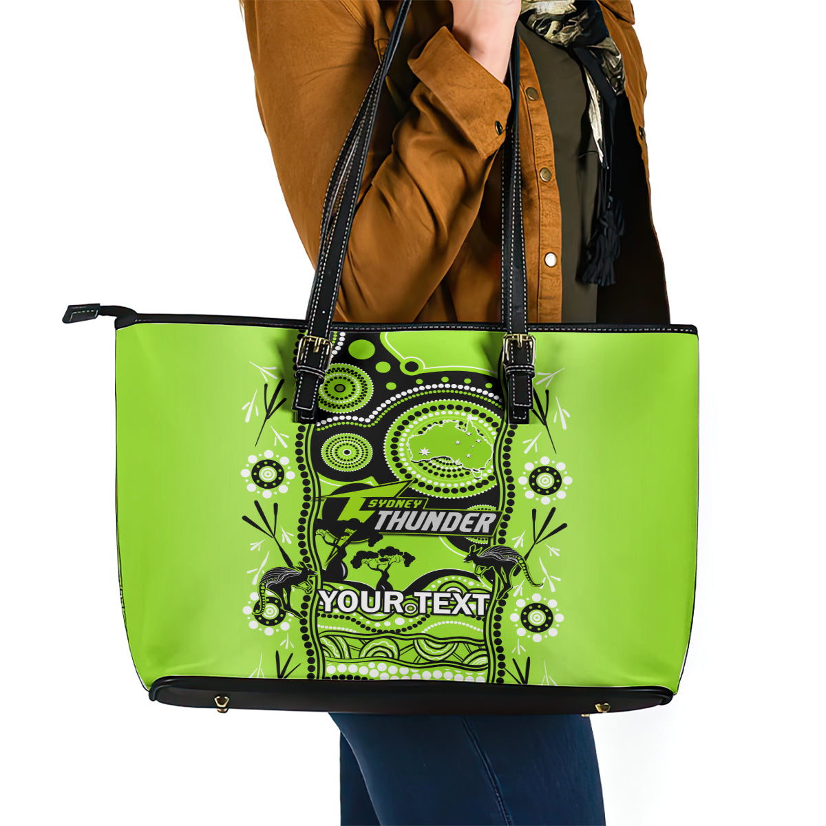 custom-sydney-thunder-cricket-leather-tote-bag-happy-australia-day-aboriginal-art