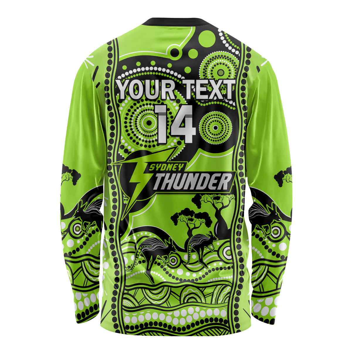 Custom Sydney Thunder Cricket Long Sleeve Shirt Happy Australia Day Aboriginal Art - Vibe Hoodie Shop