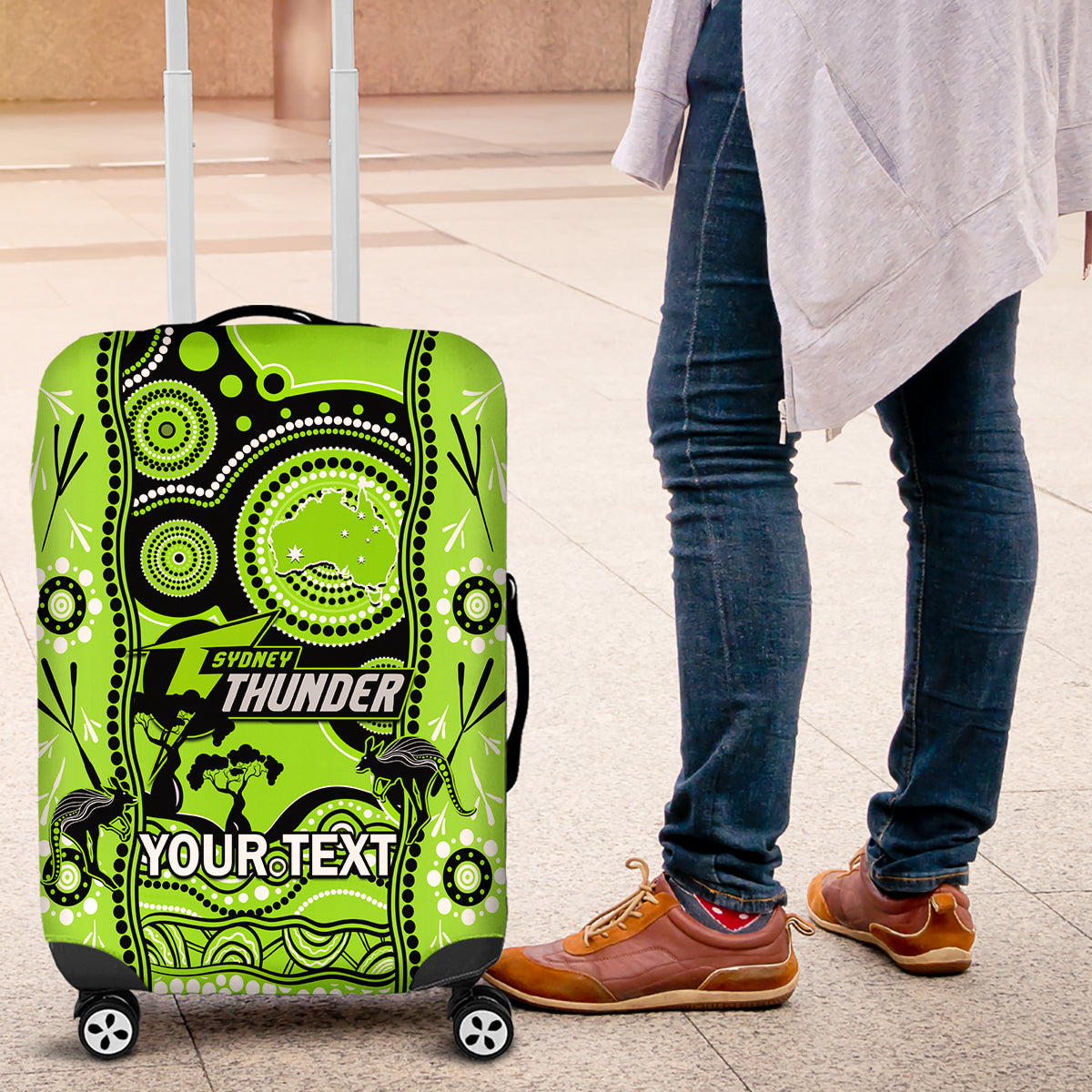 Custom Sydney Thunder Cricket Luggage Cover Happy Australia Day Aboriginal Art - Vibe Hoodie Shop