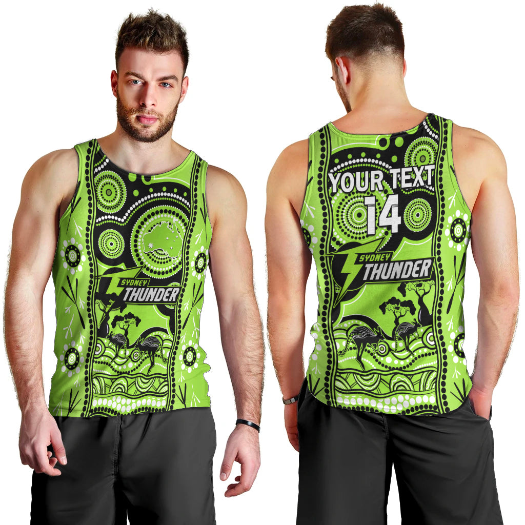 Custom Sydney Thunder Cricket Men Tank Top Happy Australia Day Aboriginal Art - Vibe Hoodie Shop