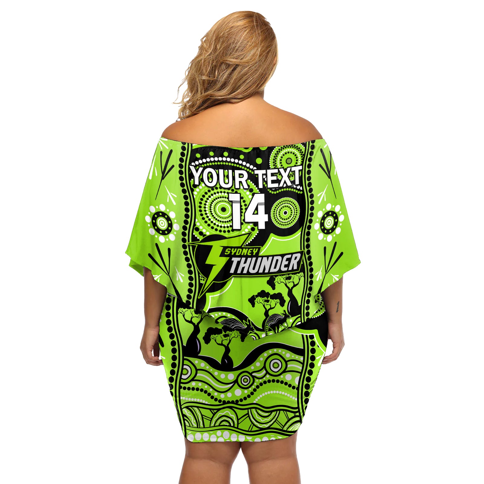 custom-sydney-thunder-cricket-off-shoulder-short-dress-happy-australia-day-aboriginal-art