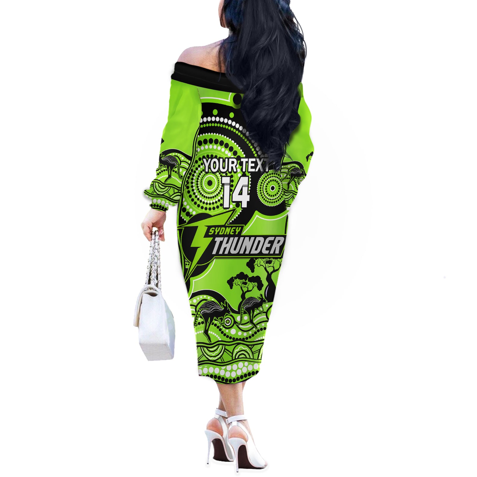 custom-sydney-thunder-cricket-off-the-shoulder-long-sleeve-dress-happy-australia-day-aboriginal-art