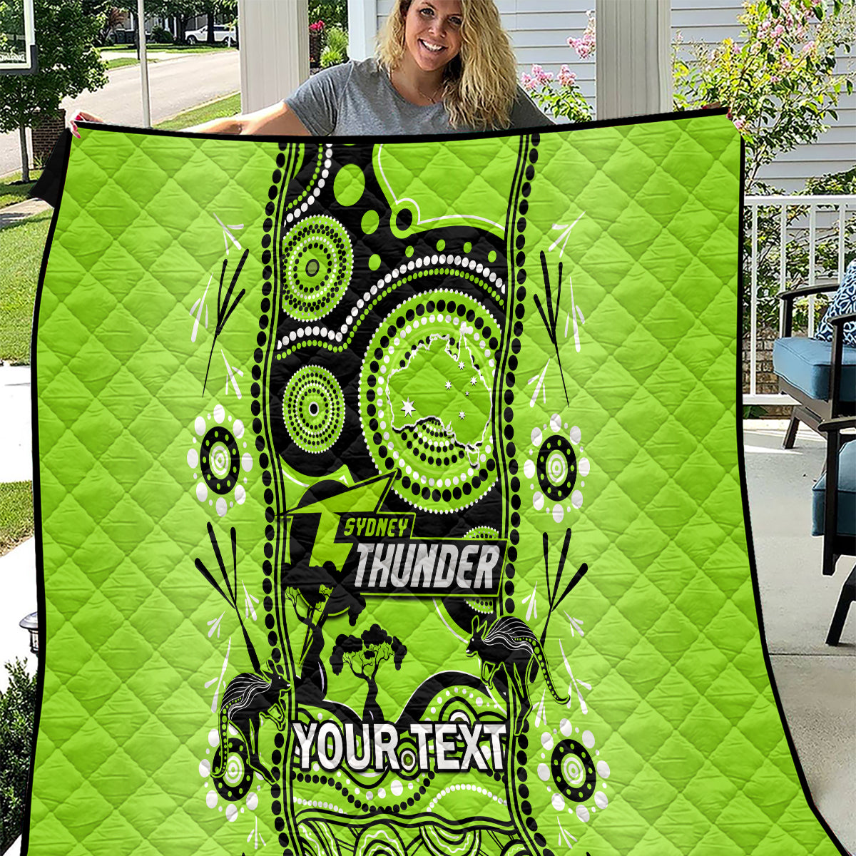 Custom Sydney Thunder Cricket Quilt Happy Australia Day Aboriginal Art - Vibe Hoodie Shop