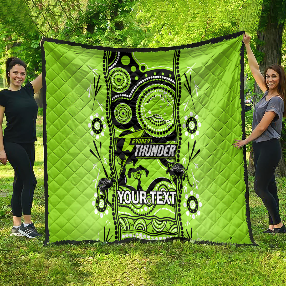 Custom Sydney Thunder Cricket Quilt Happy Australia Day Aboriginal Art - Vibe Hoodie Shop