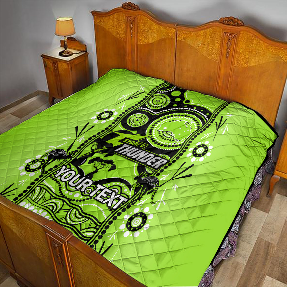 Custom Sydney Thunder Cricket Quilt Happy Australia Day Aboriginal Art - Vibe Hoodie Shop