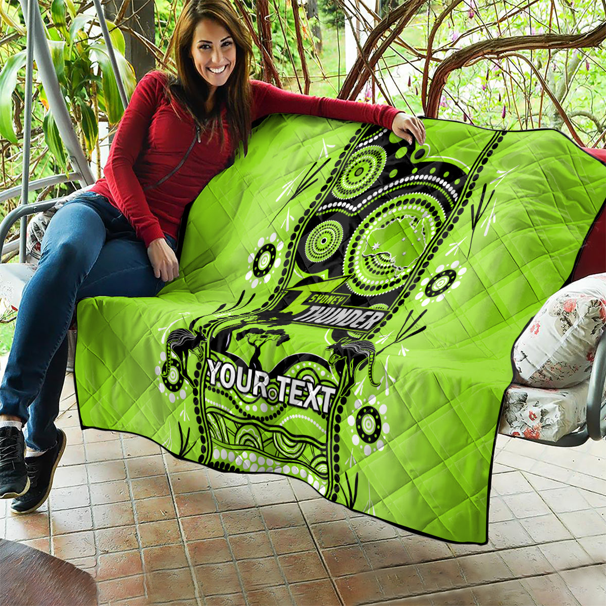 Custom Sydney Thunder Cricket Quilt Happy Australia Day Aboriginal Art - Vibe Hoodie Shop