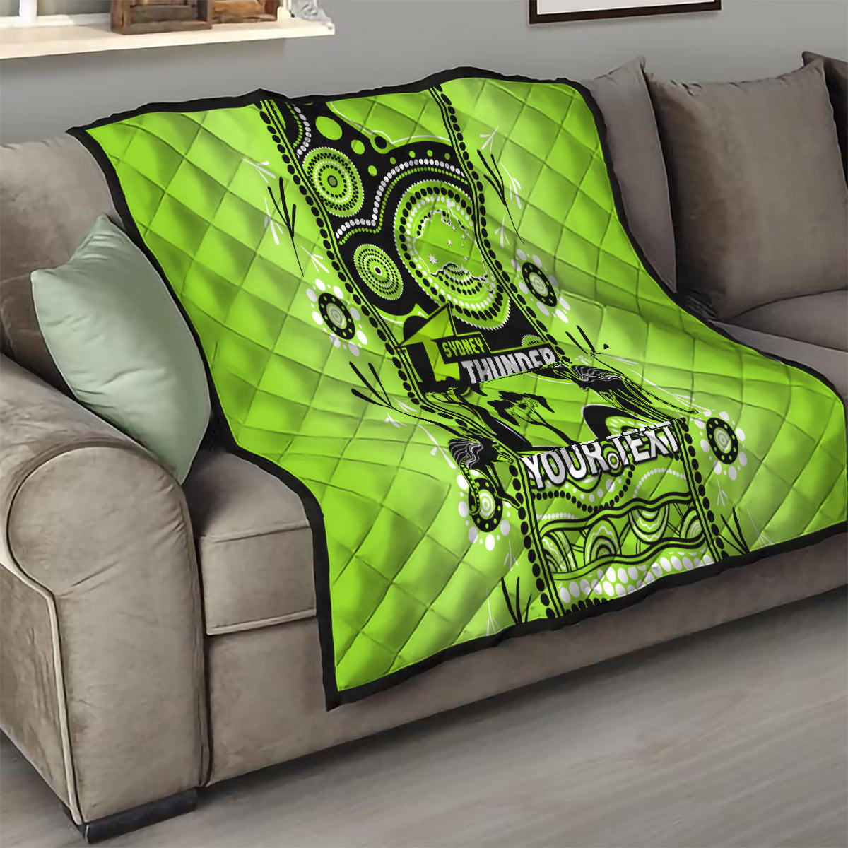 Custom Sydney Thunder Cricket Quilt Happy Australia Day Aboriginal Art - Vibe Hoodie Shop