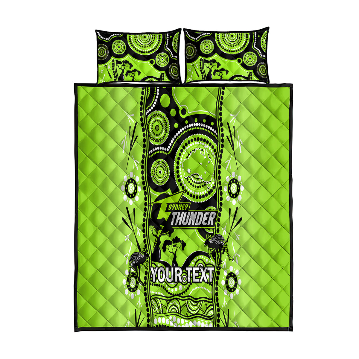 Custom Sydney Thunder Cricket Quilt Bed Set Happy Australia Day Aboriginal Art - Vibe Hoodie Shop