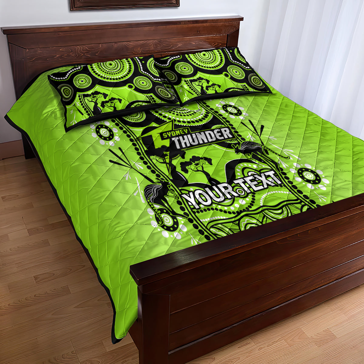 Custom Sydney Thunder Cricket Quilt Bed Set Happy Australia Day Aboriginal Art - Vibe Hoodie Shop