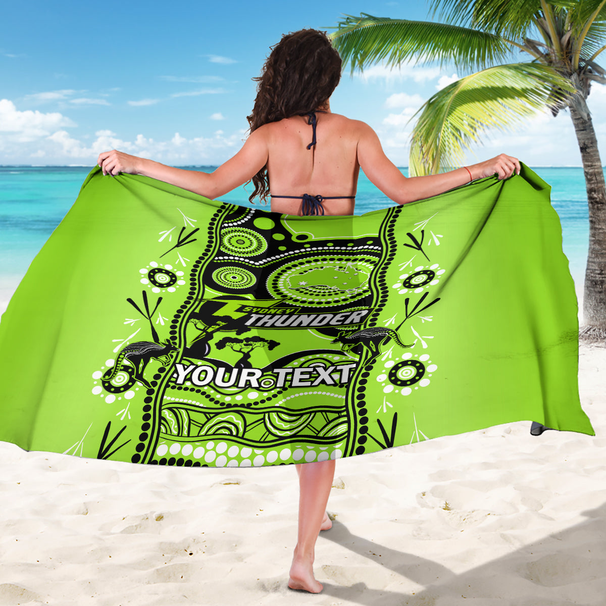 Custom Sydney Thunder Cricket Sarong Happy Australia Day Aboriginal Art - Vibe Hoodie Shop