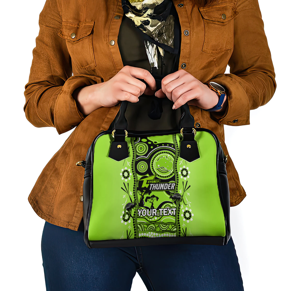 Custom Sydney Thunder Cricket Shoulder Handbag Happy Australia Day Aboriginal Art - Vibe Hoodie Shop