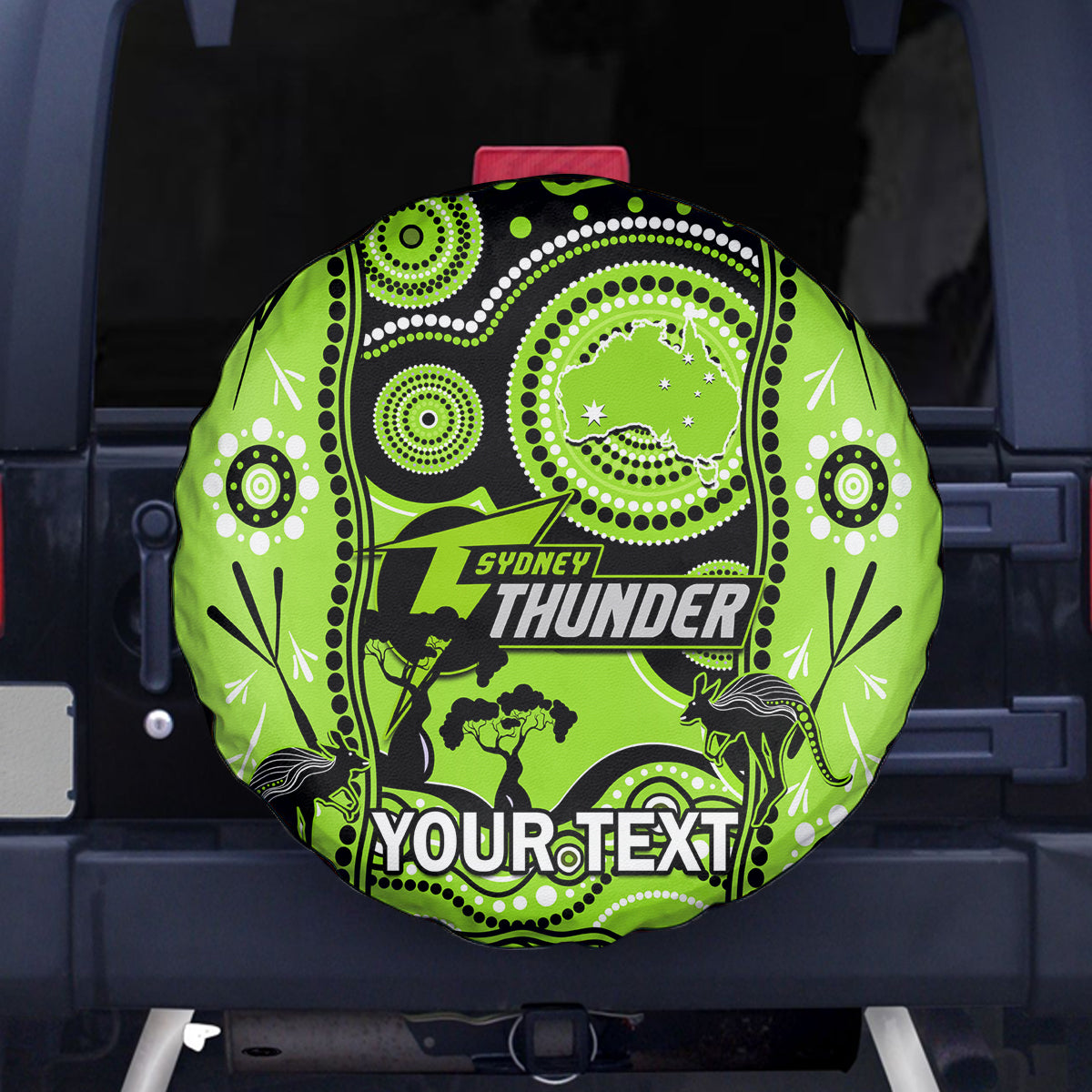 Custom Sydney Thunder Cricket Spare Tire Cover Happy Australia Day Aboriginal Art - Vibe Hoodie Shop