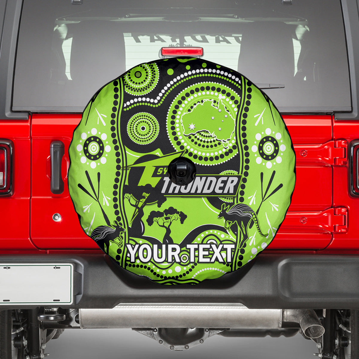 Custom Sydney Thunder Cricket Spare Tire Cover Happy Australia Day Aboriginal Art - Vibe Hoodie Shop