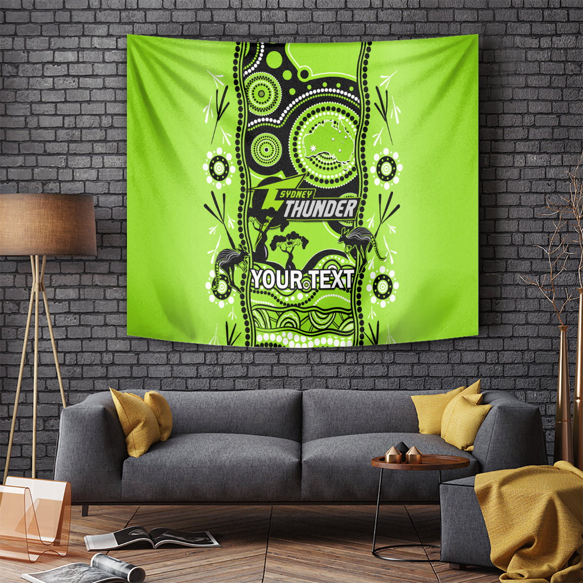 Custom Sydney Thunder Cricket Tapestry Happy Australia Day Aboriginal Art - Vibe Hoodie Shop