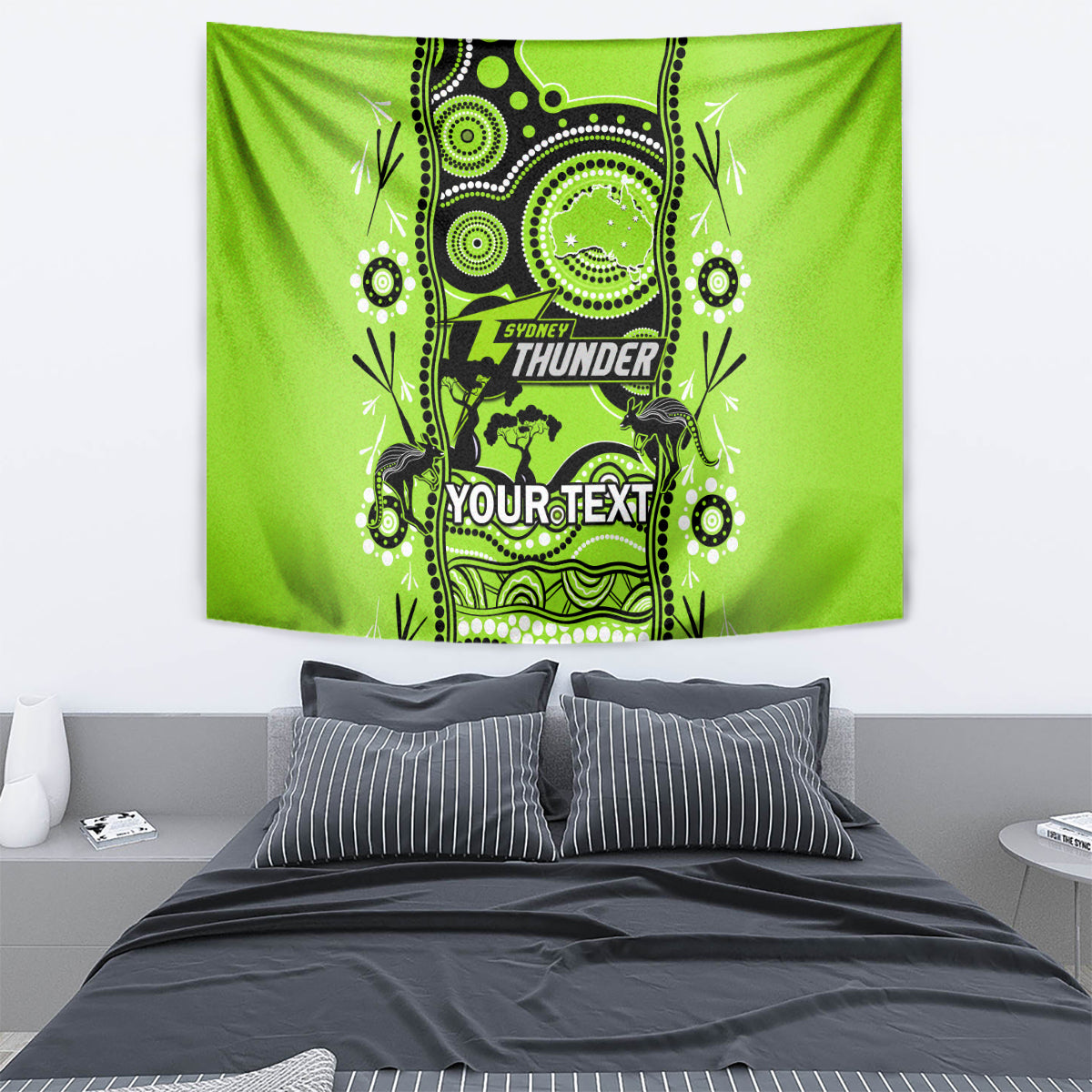 Custom Sydney Thunder Cricket Tapestry Happy Australia Day Aboriginal Art - Vibe Hoodie Shop