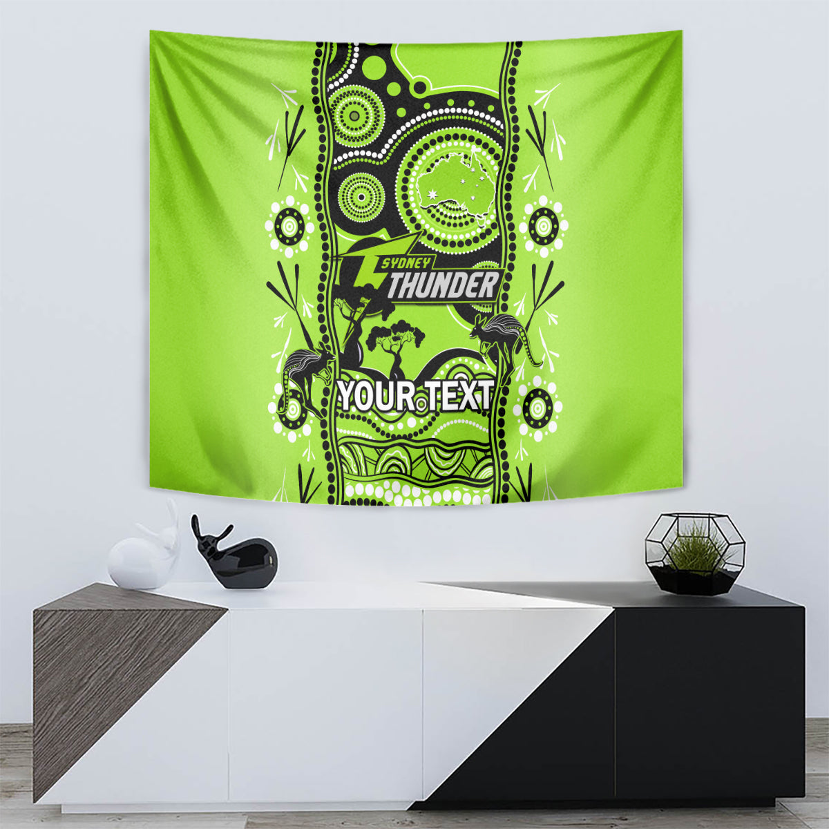 Custom Sydney Thunder Cricket Tapestry Happy Australia Day Aboriginal Art - Vibe Hoodie Shop