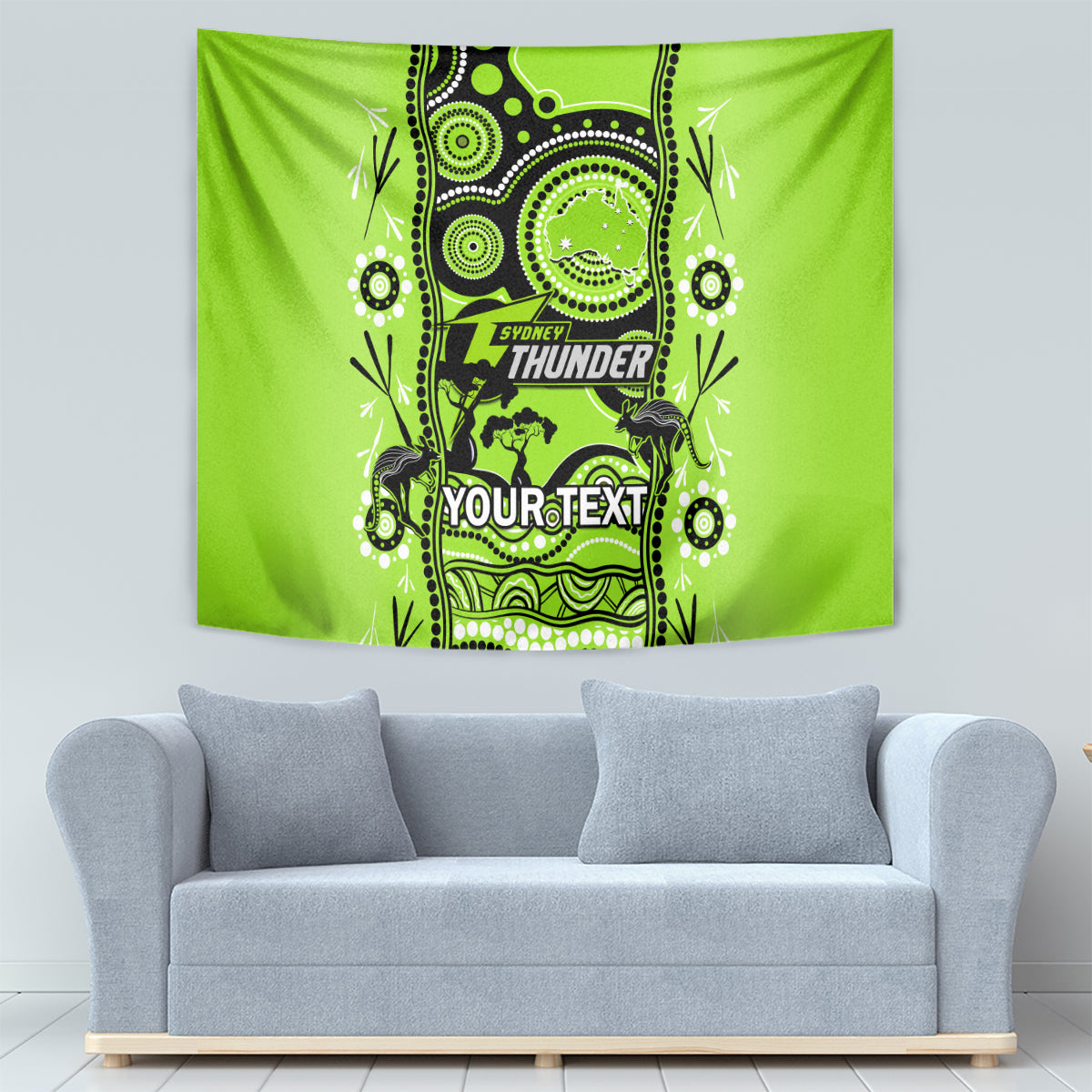 Custom Sydney Thunder Cricket Tapestry Happy Australia Day Aboriginal Art - Vibe Hoodie Shop