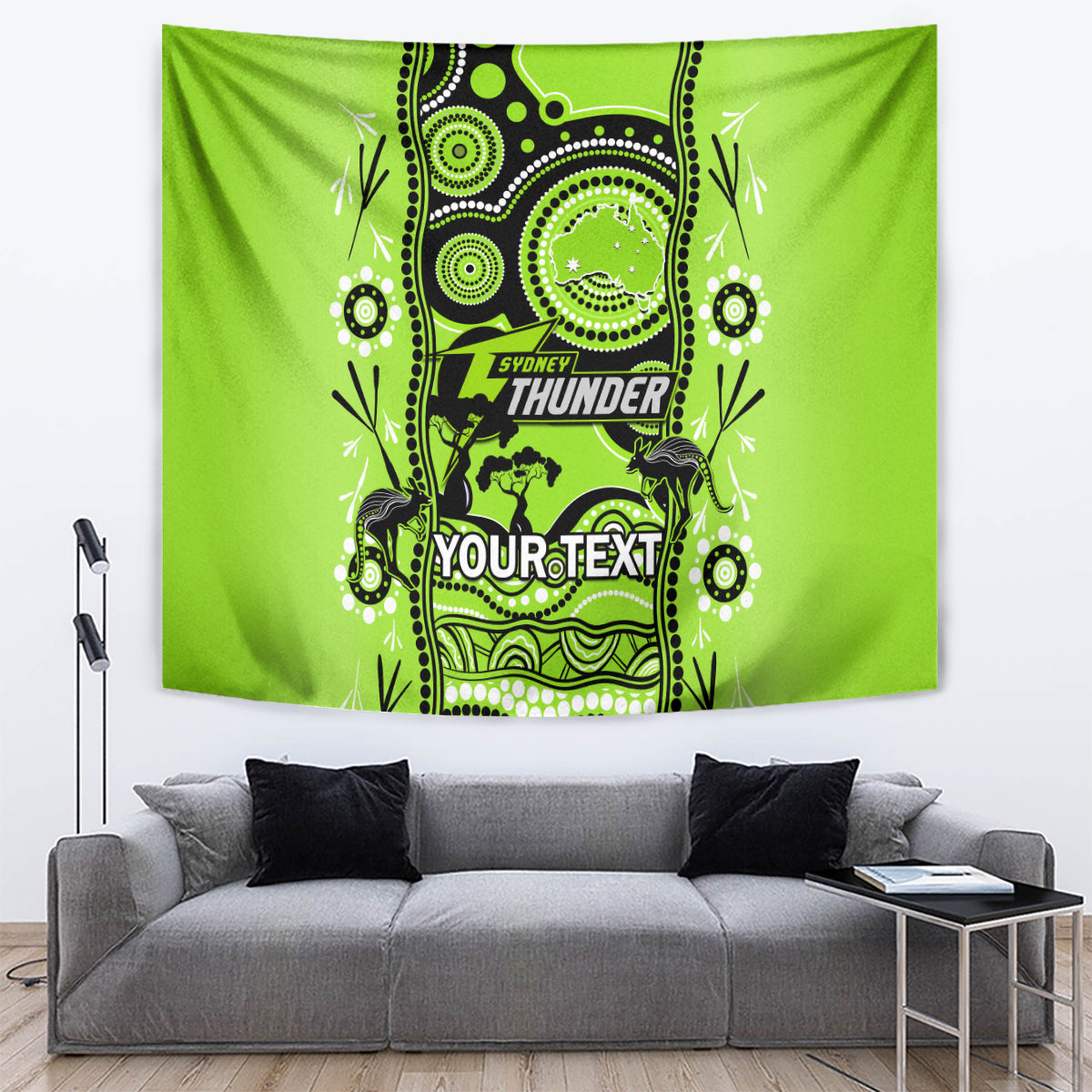 Custom Sydney Thunder Cricket Tapestry Happy Australia Day Aboriginal Art - Vibe Hoodie Shop