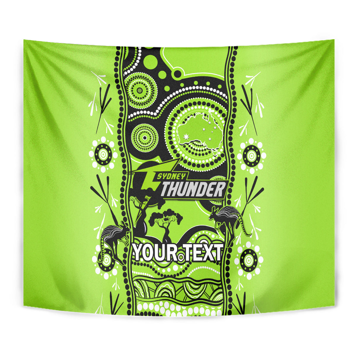 Custom Sydney Thunder Cricket Tapestry Happy Australia Day Aboriginal Art - Vibe Hoodie Shop