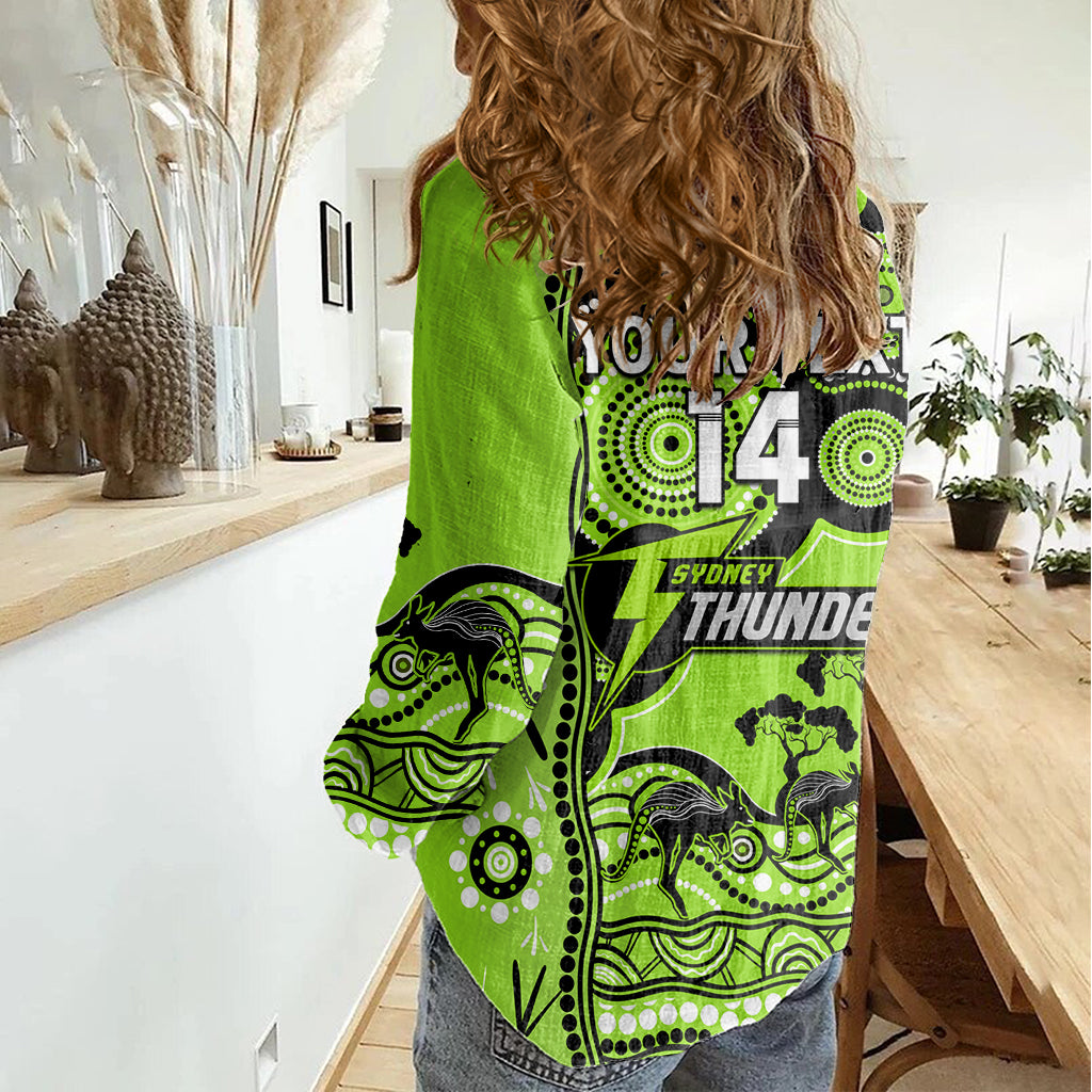 Custom Sydney Thunder Cricket Women Casual Shirt Happy Australia Day Aboriginal Art - Vibe Hoodie Shop