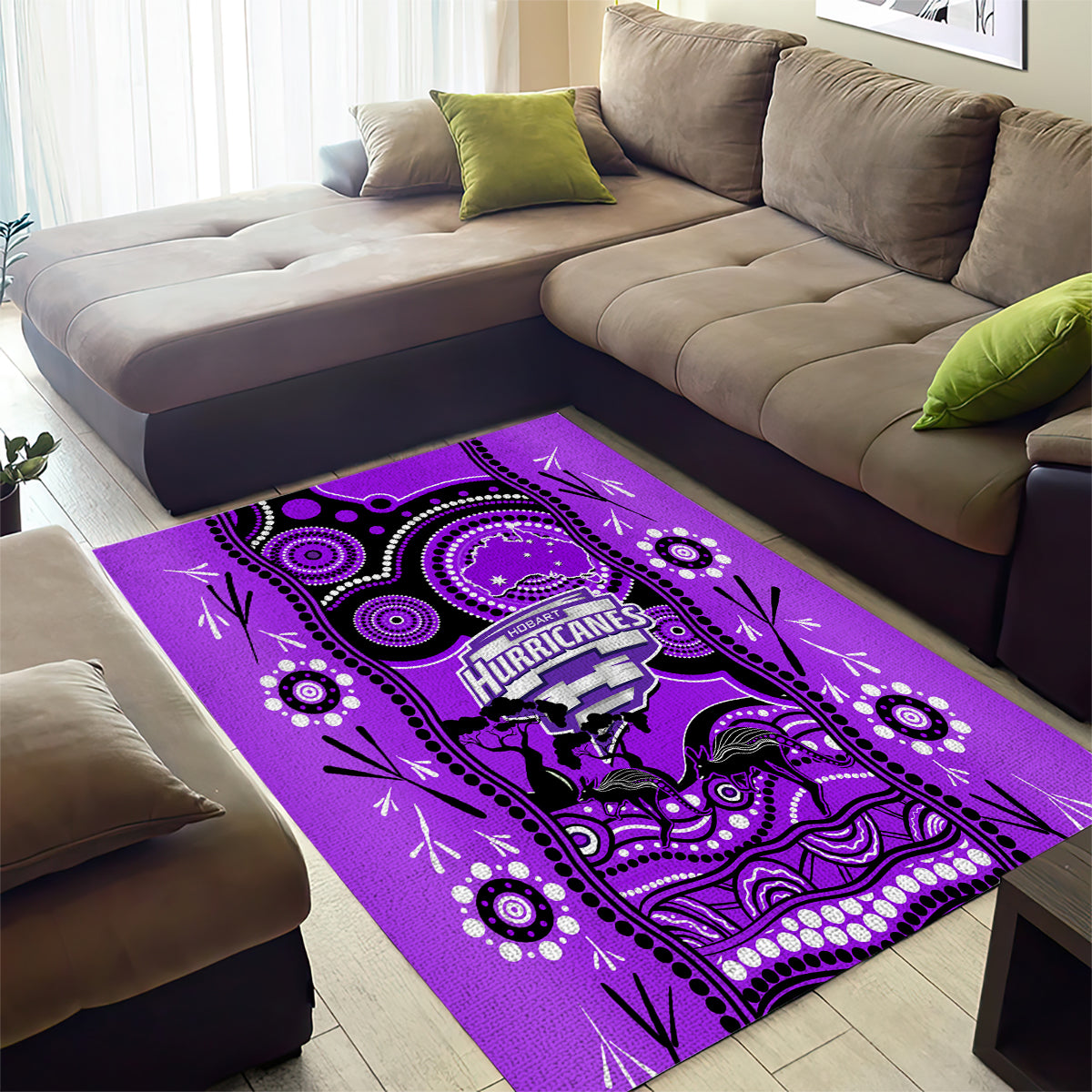 Hobart Hurricanes Cricket Area Rug Happy Australia Day Aboriginal Art - Vibe Hoodie Shop