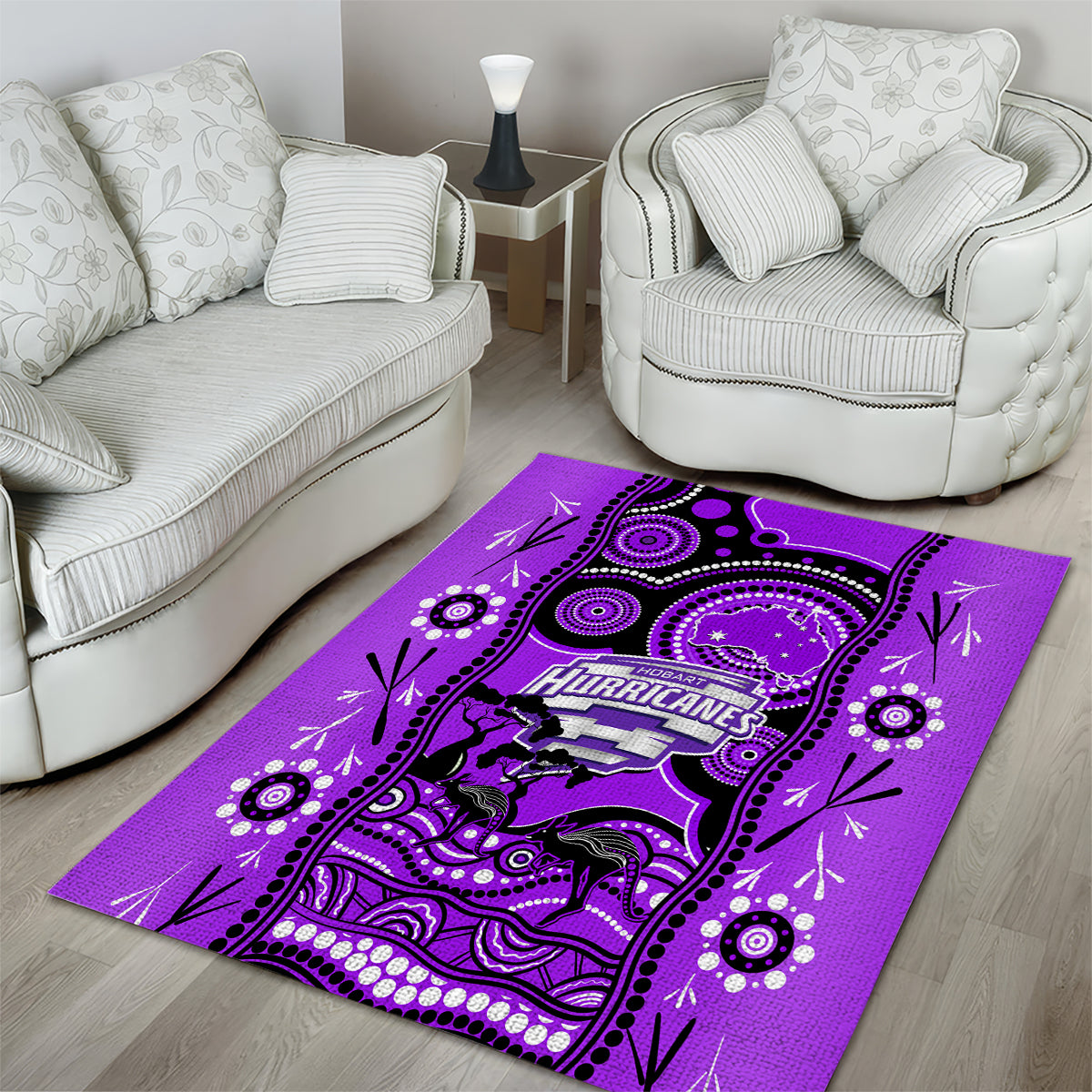 Hobart Hurricanes Cricket Area Rug Happy Australia Day Aboriginal Art - Vibe Hoodie Shop