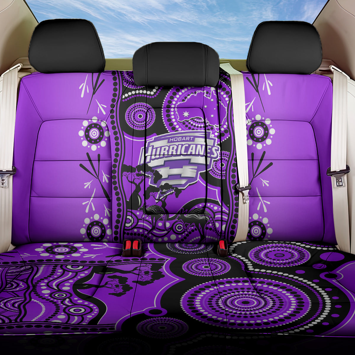 Hobart Hurricanes Cricket Back Car Seat Cover Happy Australia Day Aboriginal Art LT14