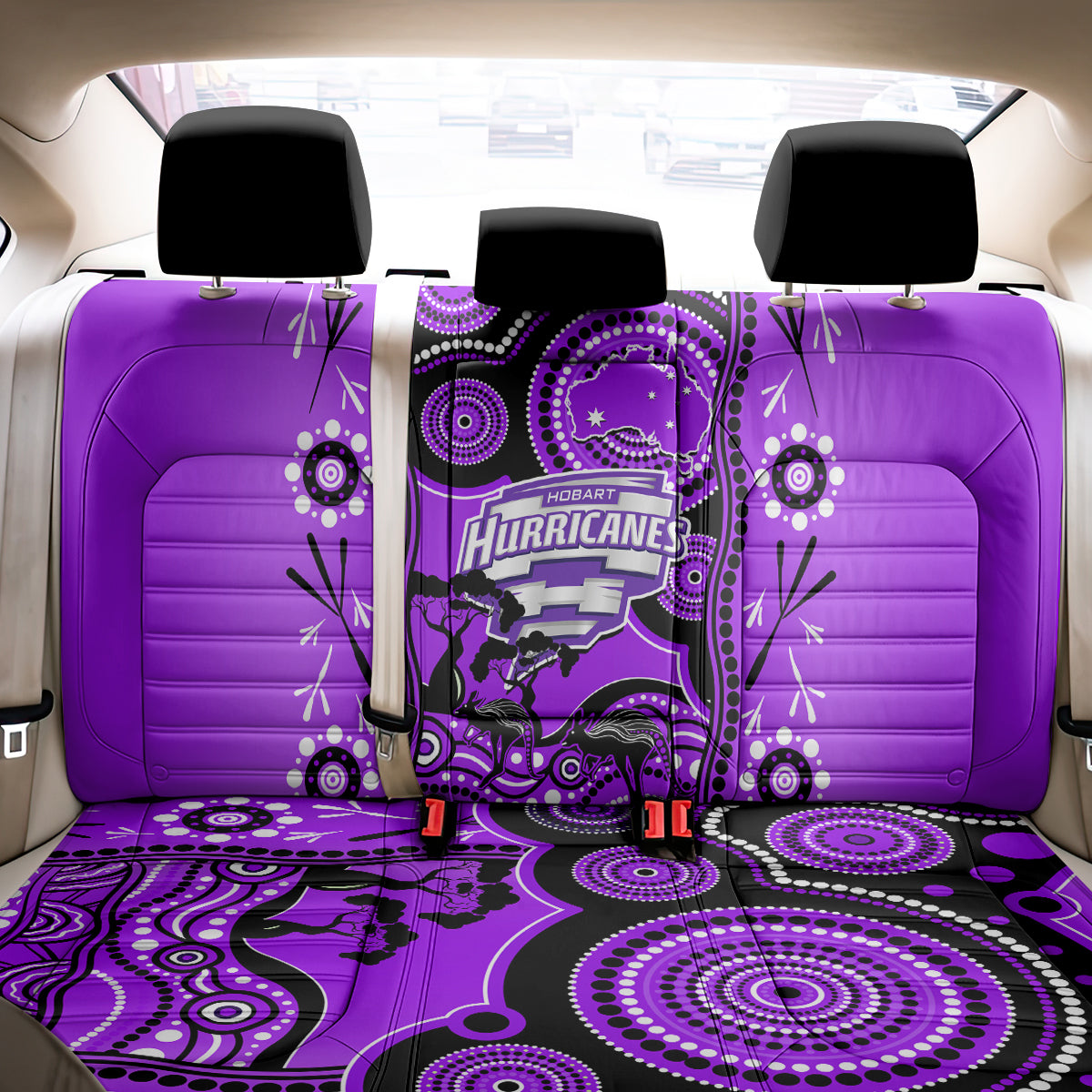 Hobart Hurricanes Cricket Back Car Seat Cover Happy Australia Day Aboriginal Art LT14