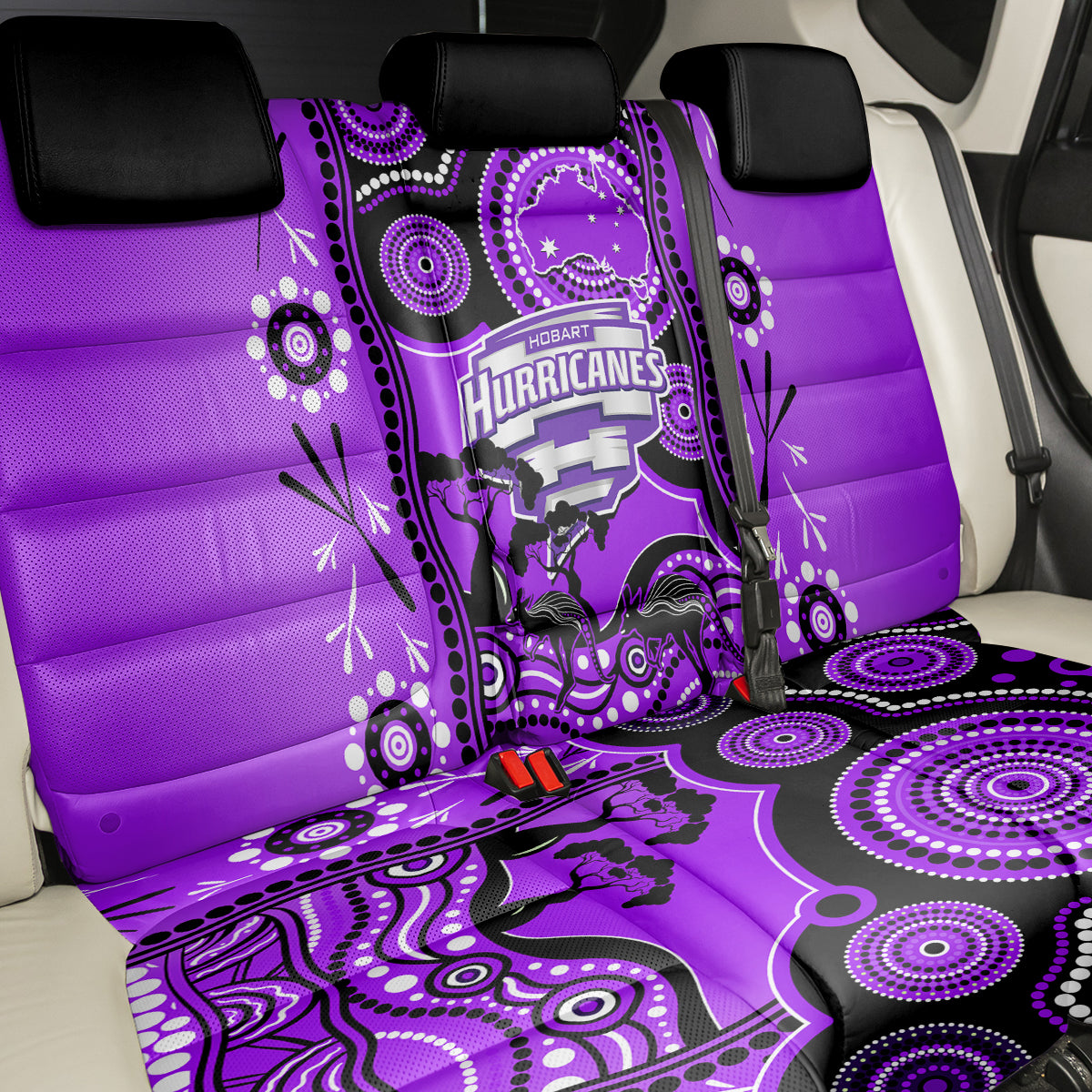 Hobart Hurricanes Cricket Back Car Seat Cover Happy Australia Day Aboriginal Art LT14