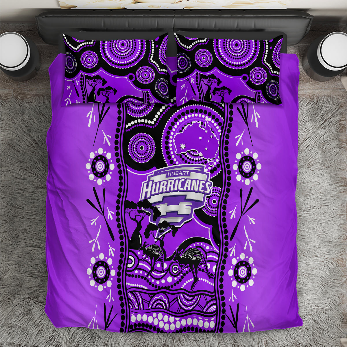 Hobart Hurricanes Cricket Bedding Set Happy Australia Day Aboriginal Art - Vibe Hoodie Shop