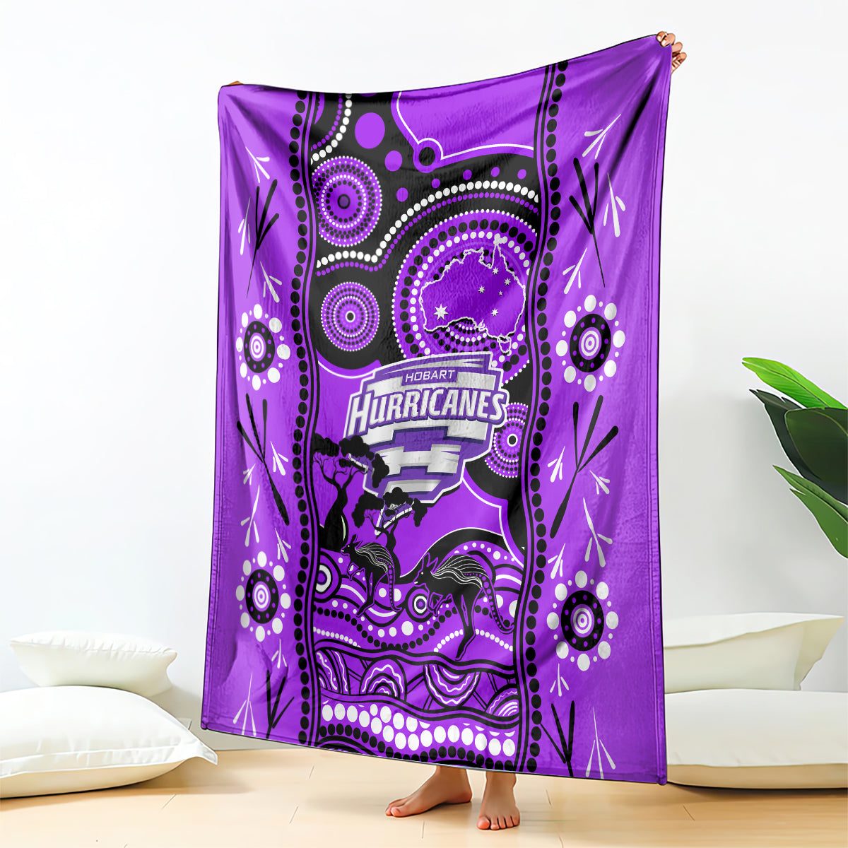 Hobart Hurricanes Cricket Blanket Happy Australia Day Aboriginal Art - Vibe Hoodie Shop