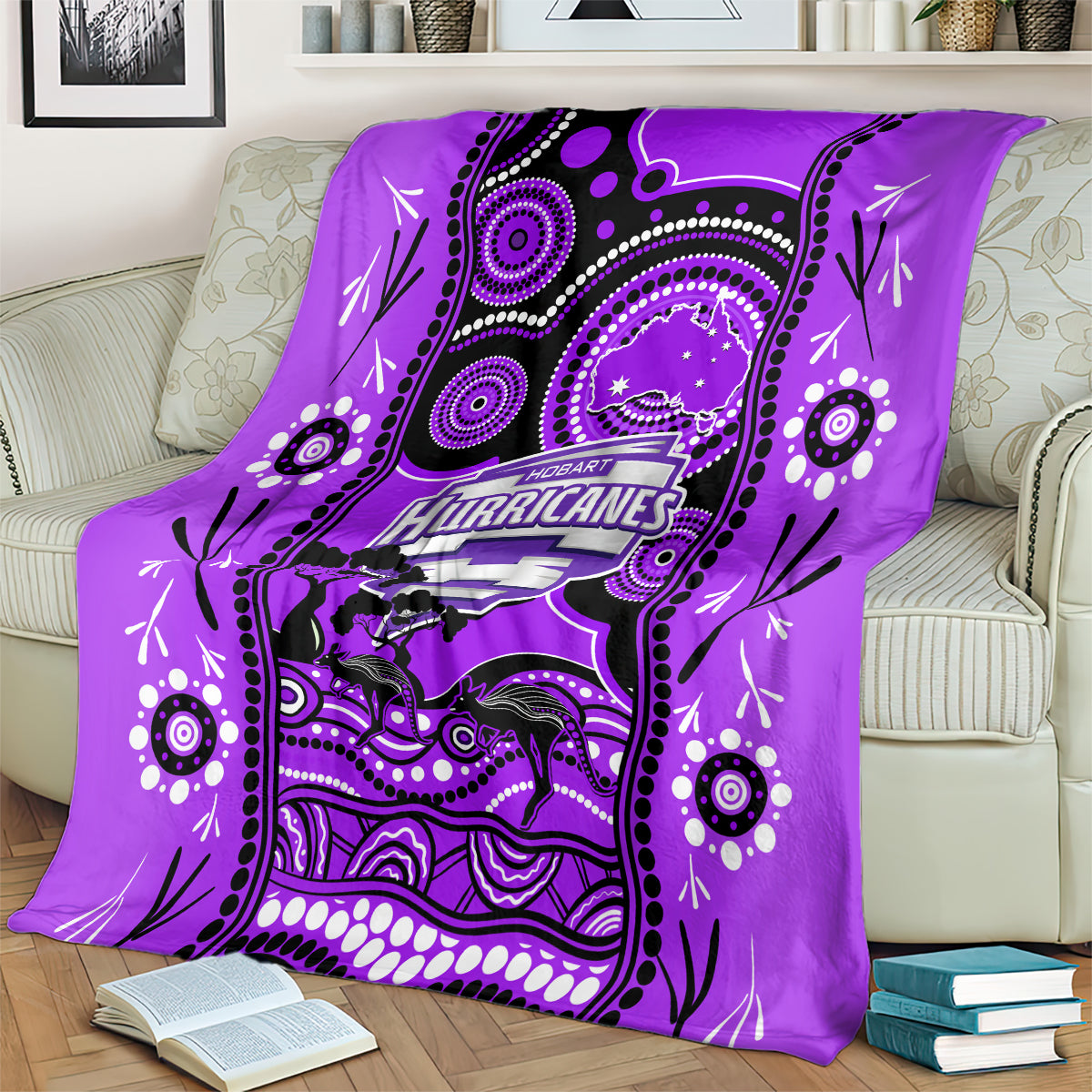 Hobart Hurricanes Cricket Blanket Happy Australia Day Aboriginal Art - Vibe Hoodie Shop