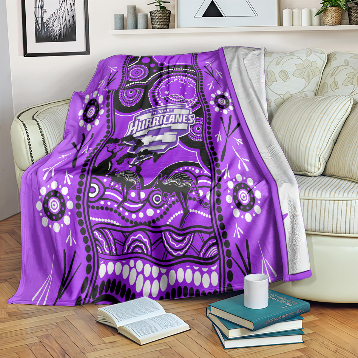 Hobart Hurricanes Cricket Blanket Happy Australia Day Aboriginal Art - Vibe Hoodie Shop