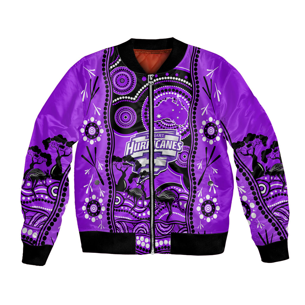 Hobart Hurricanes Cricket Bomber Jacket Happy Australia Day Aboriginal Art - Vibe Hoodie Shop