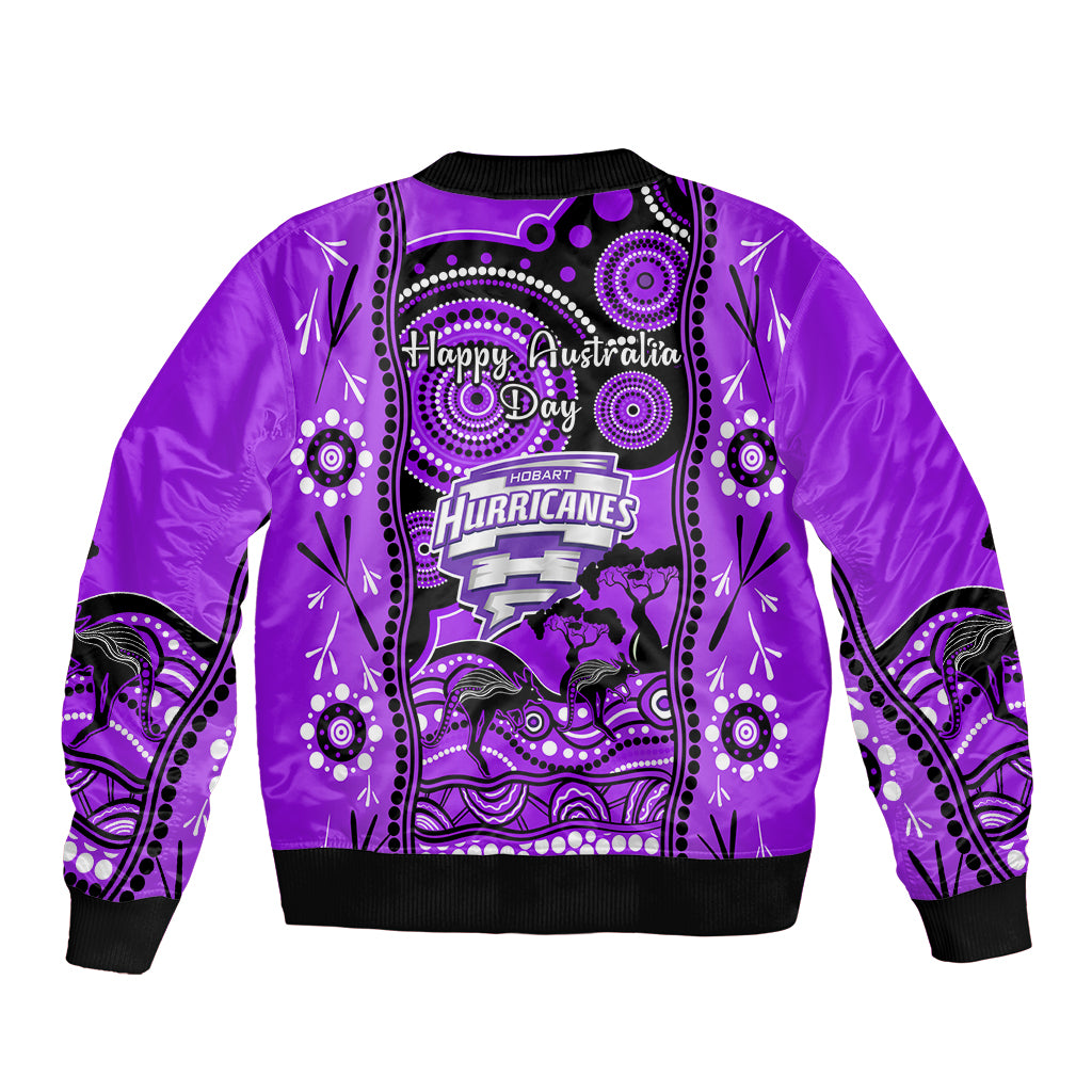 Hobart Hurricanes Cricket Bomber Jacket Happy Australia Day Aboriginal Art - Vibe Hoodie Shop