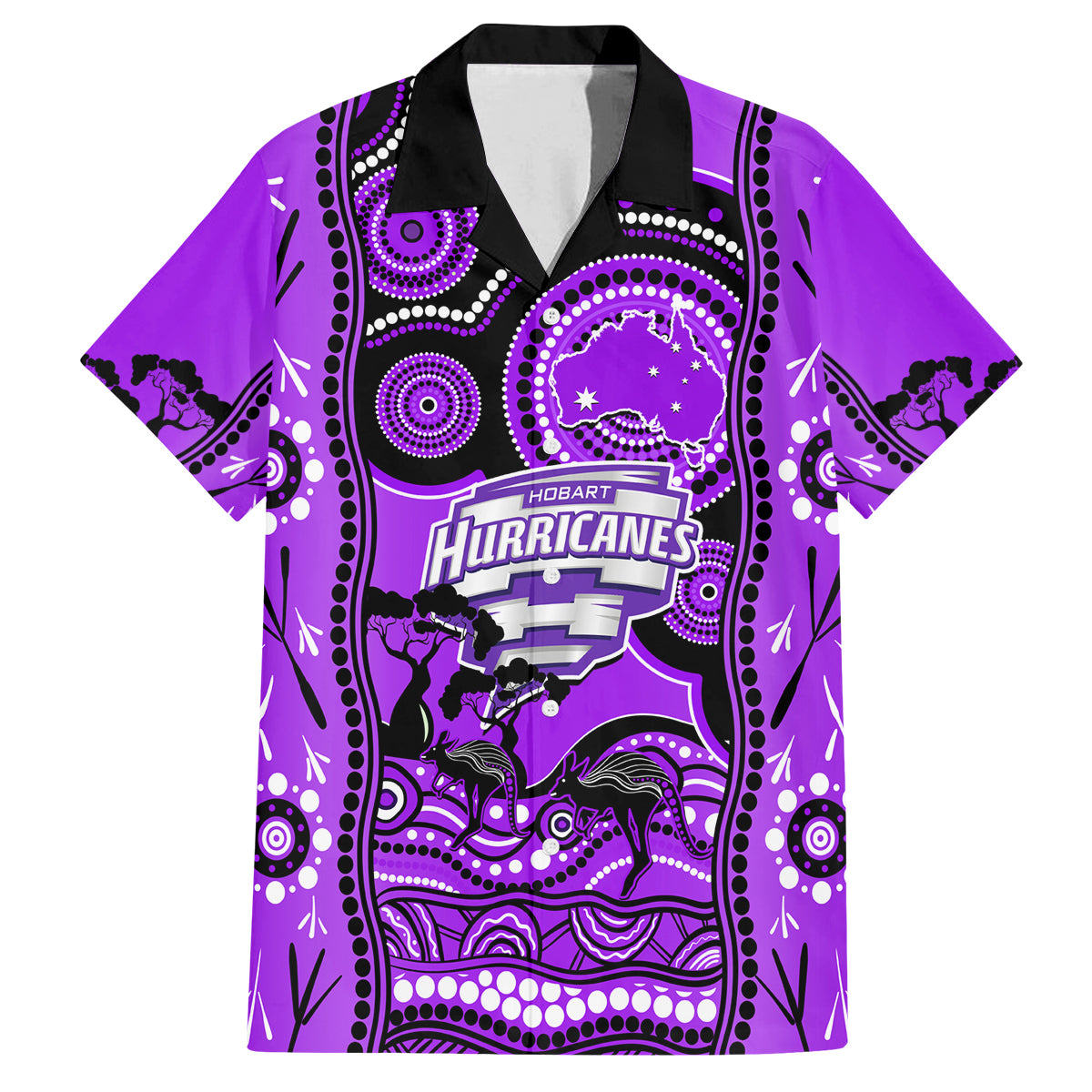 hobart-hurricanes-cricket-family-matching-long-sleeve-bodycon-dress-and-hawaiian-shirt-happy-australia-day-aboriginal-art