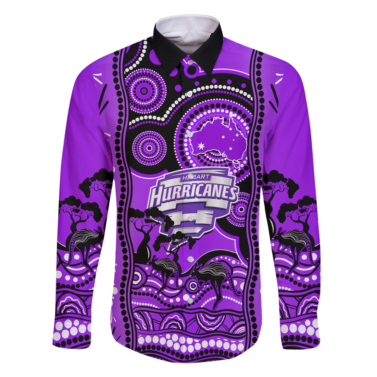 hobart-hurricanes-cricket-family-matching-long-sleeve-bodycon-dress-and-hawaiian-shirt-happy-australia-day-aboriginal-art