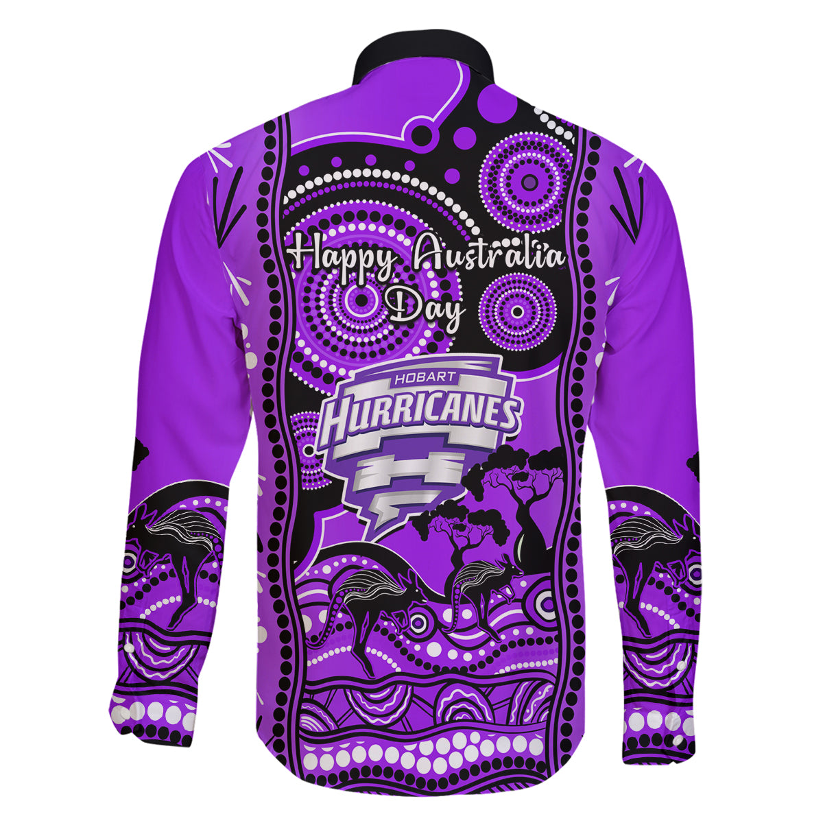 hobart-hurricanes-cricket-family-matching-long-sleeve-bodycon-dress-and-hawaiian-shirt-happy-australia-day-aboriginal-art