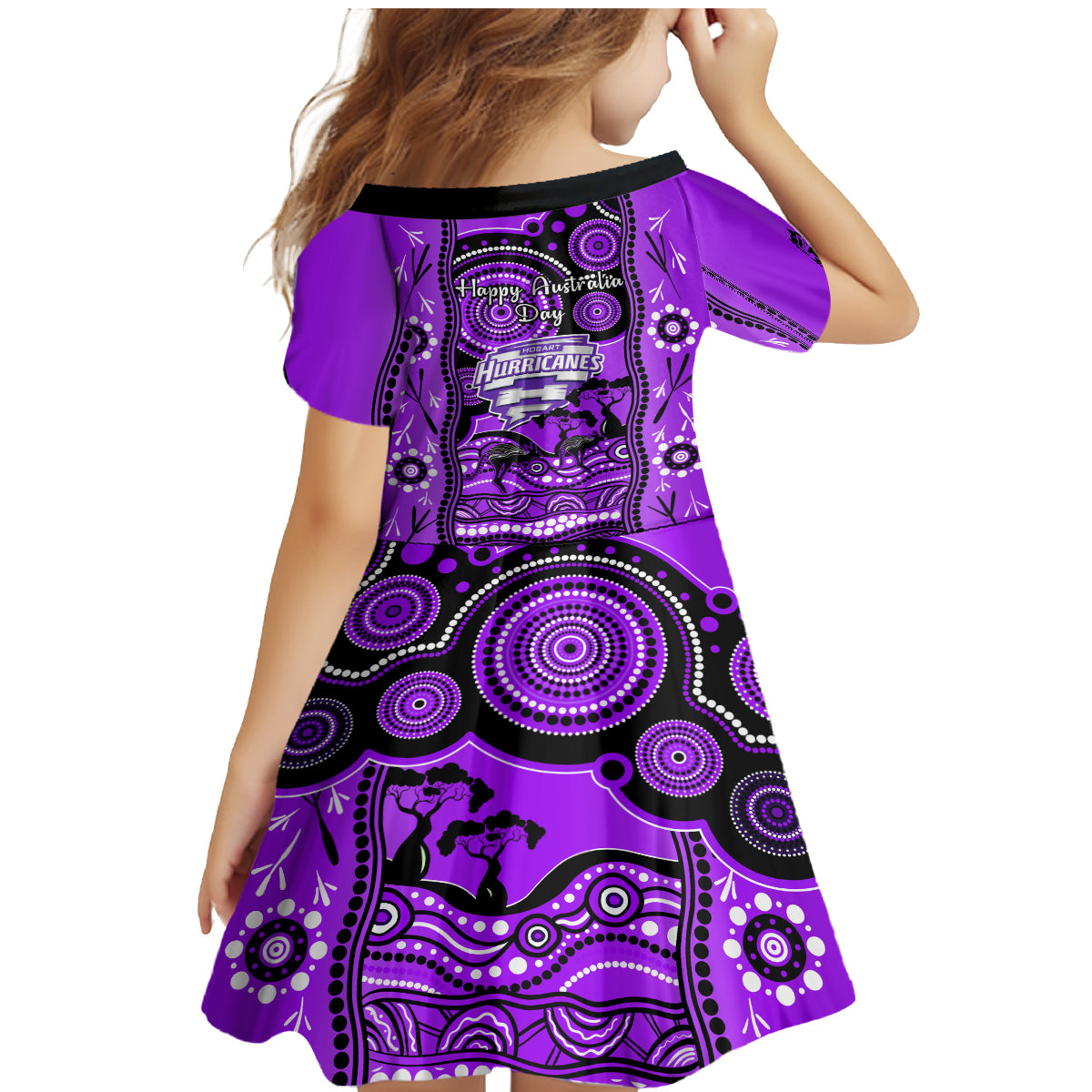 hobart-hurricanes-cricket-family-matching-mermaid-dress-and-hawaiian-shirt-happy-australia-day-aboriginal-art