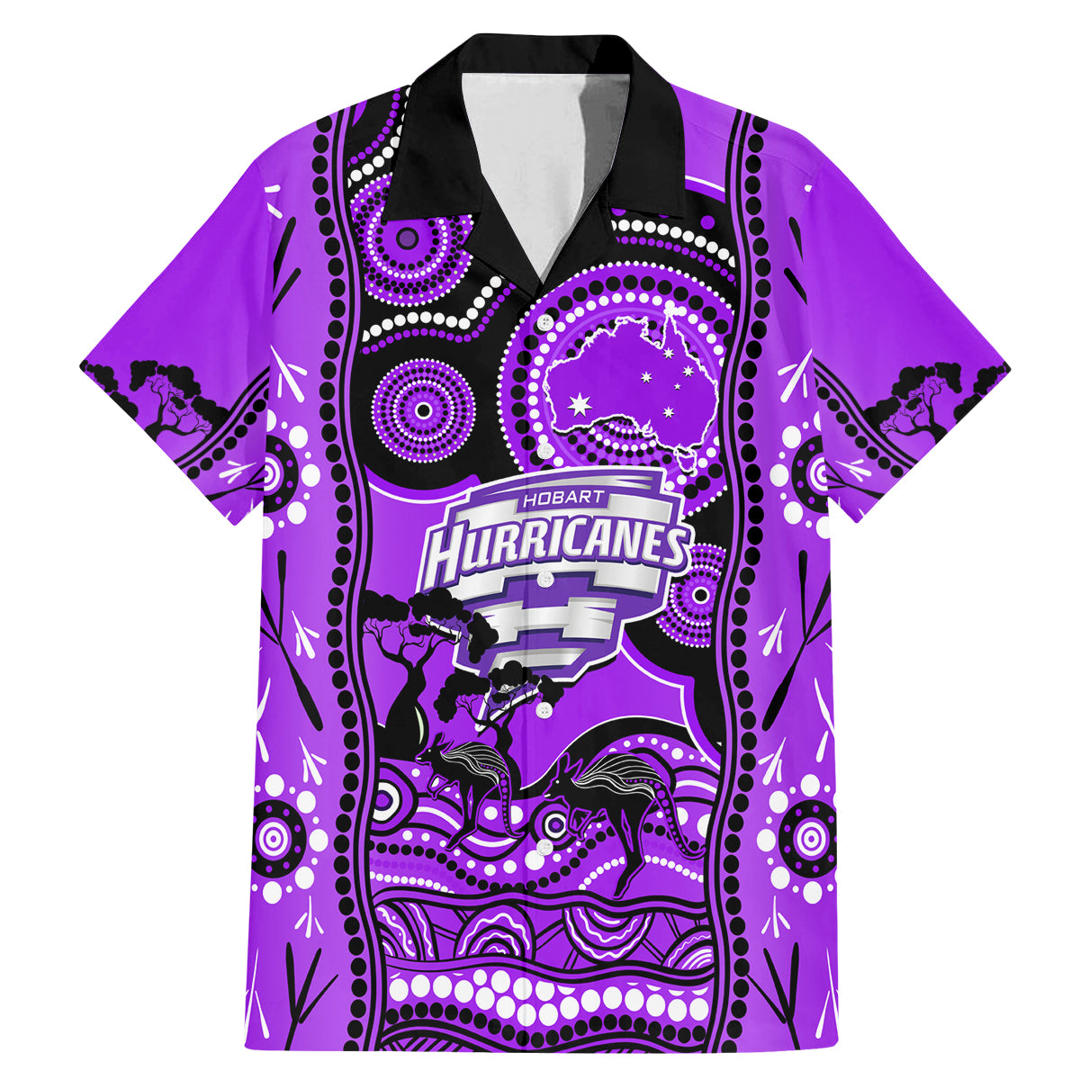 hobart-hurricanes-cricket-family-matching-mermaid-dress-and-hawaiian-shirt-happy-australia-day-aboriginal-art