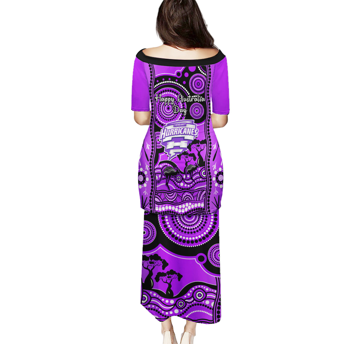 hobart-hurricanes-cricket-family-matching-puletasi-dress-and-hawaiian-shirt-happy-australia-day-aboriginal-art