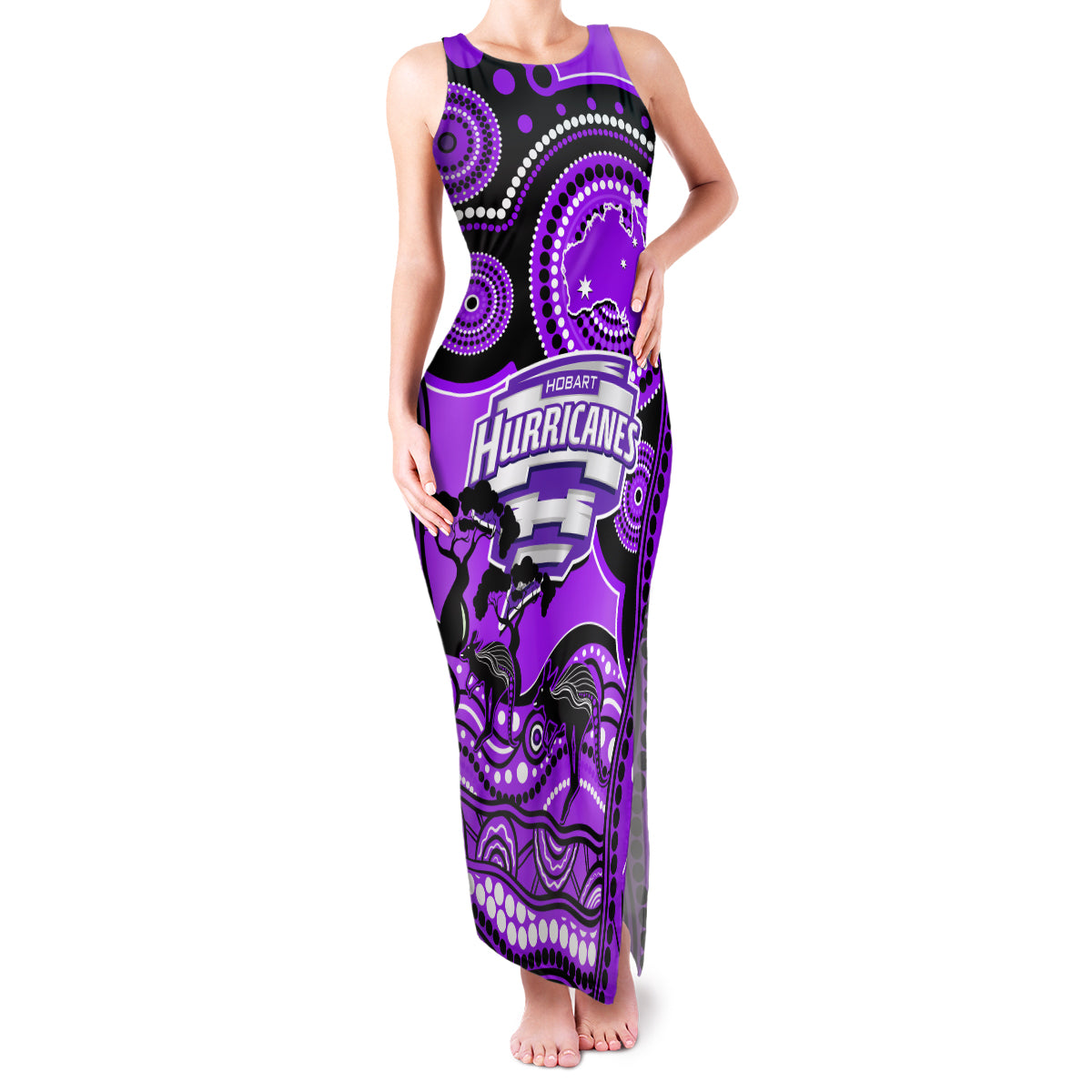 hobart-hurricanes-cricket-family-matching-tank-maxi-dress-and-hawaiian-shirt-happy-australia-day-aboriginal-art