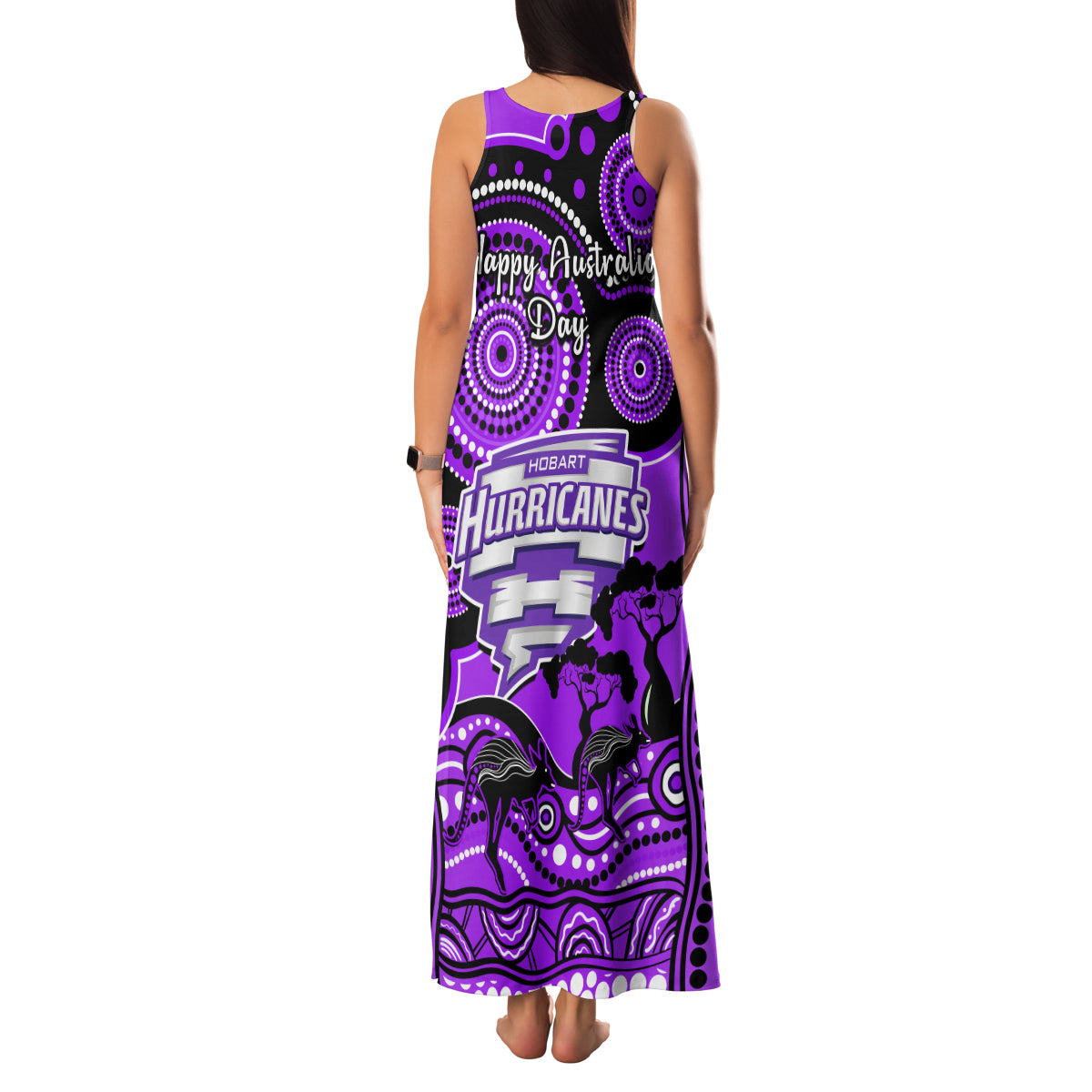 hobart-hurricanes-cricket-family-matching-tank-maxi-dress-and-hawaiian-shirt-happy-australia-day-aboriginal-art