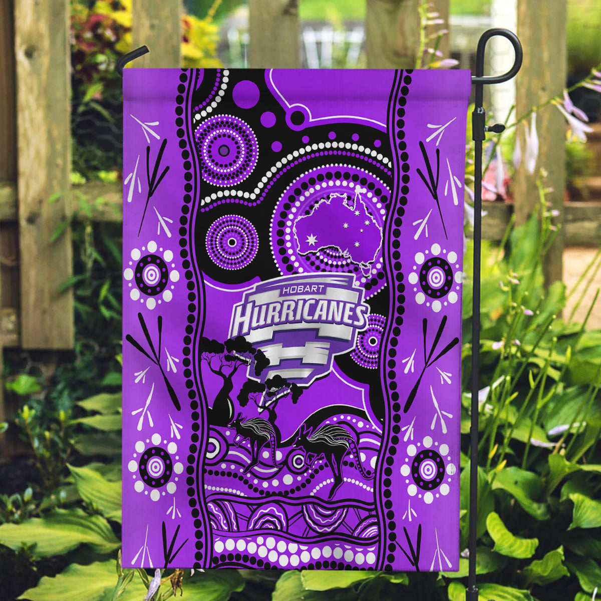 Hobart Hurricanes Cricket Garden Flag Happy Australia Day Aboriginal Art - Vibe Hoodie Shop