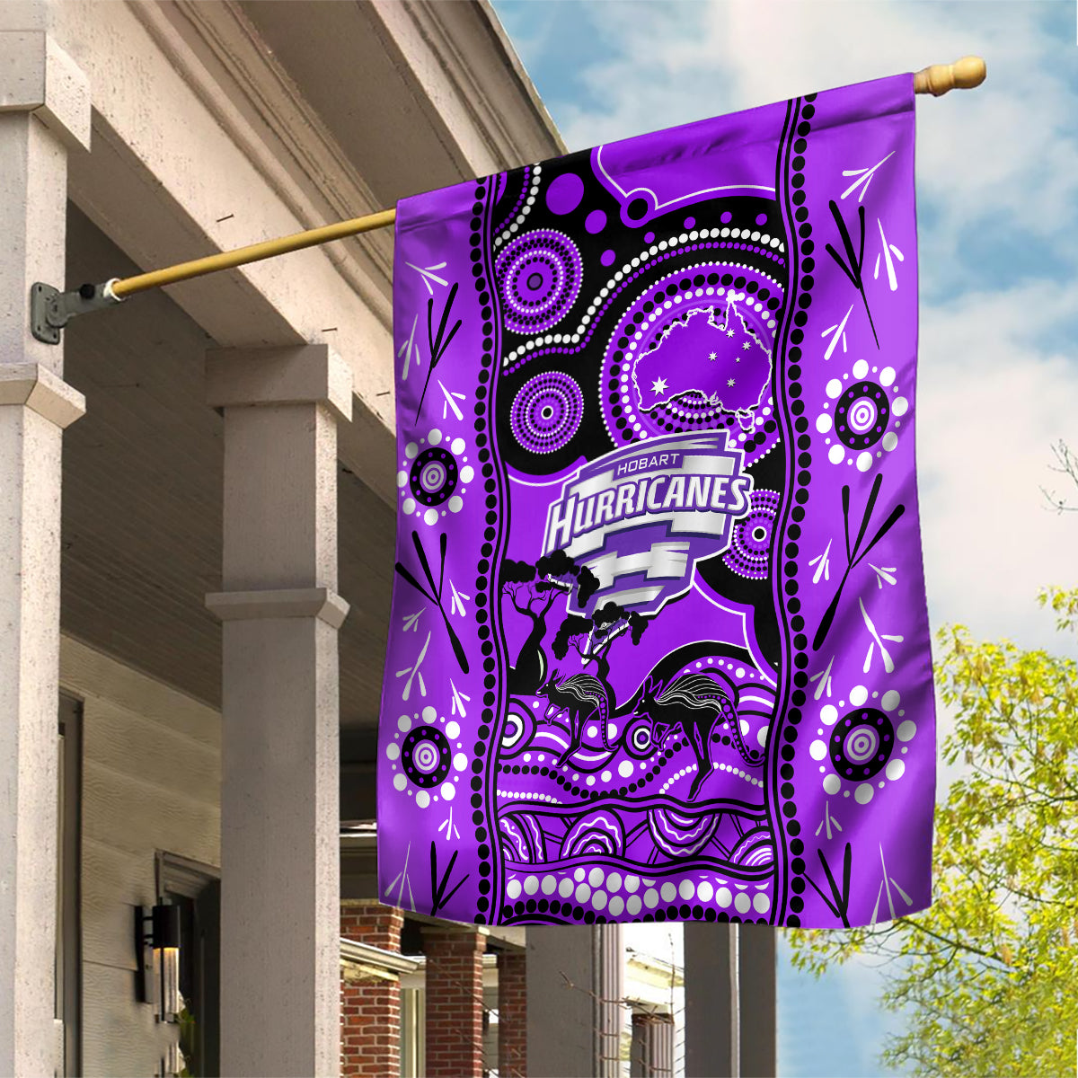 Hobart Hurricanes Cricket Garden Flag Happy Australia Day Aboriginal Art - Vibe Hoodie Shop